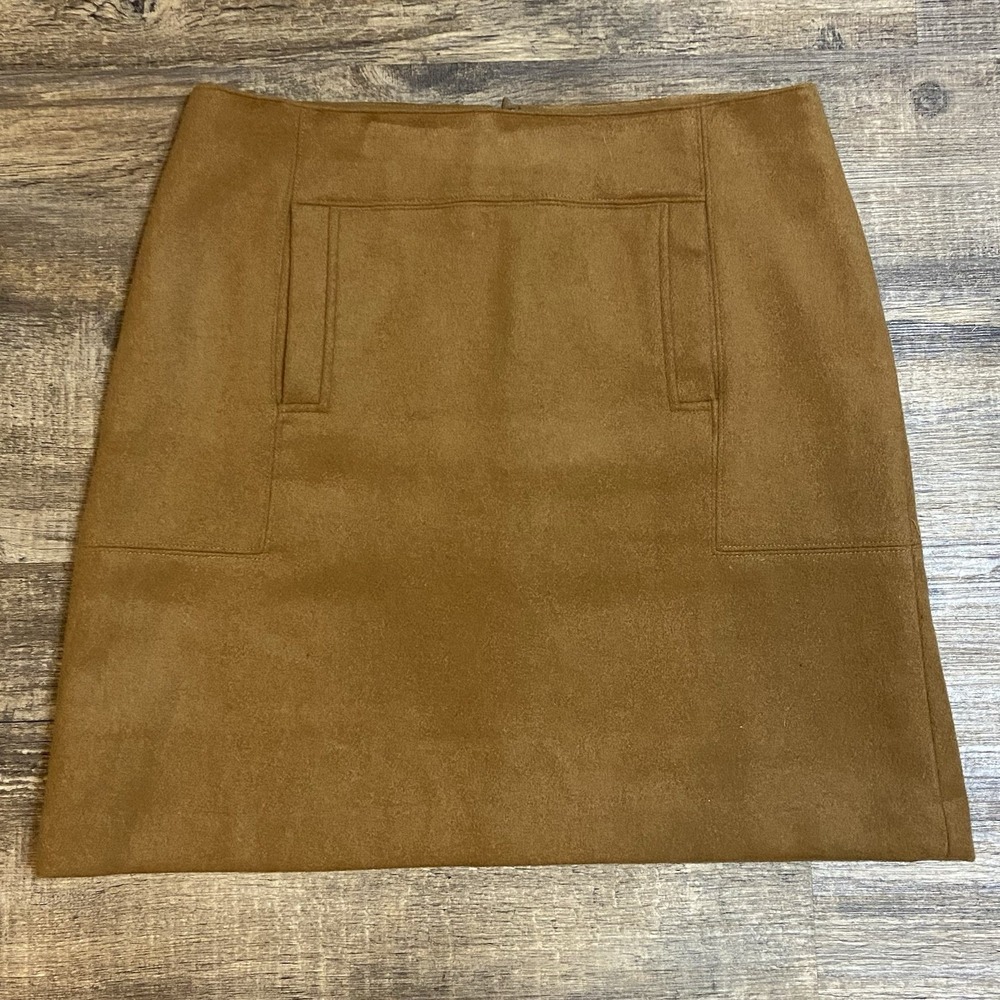 Loft Women's 14 Camel Wool Blend Mini Skirt 70's Western Boho Minimalist Y2K